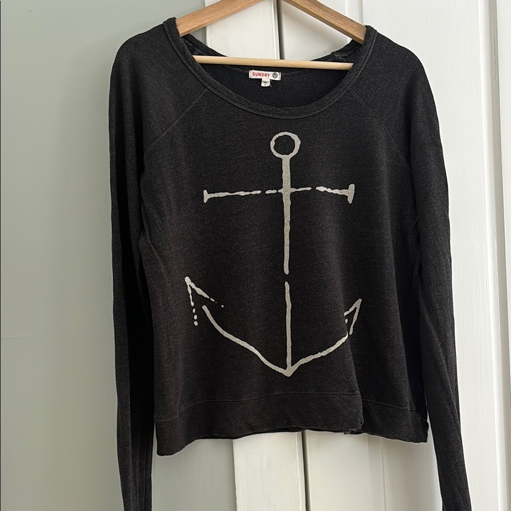 Sundry - charcoal sweatshirt with anchor design